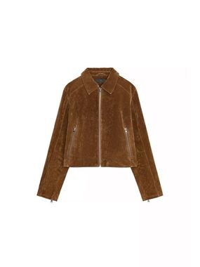 Zara 100% LEATHER SHORT JACKET